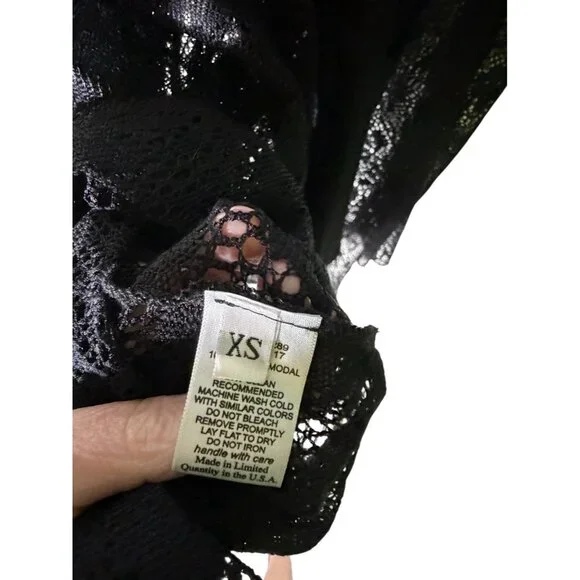 Lauren Moshi Tank Top w/lace sides and back black size XS NEW - Picture 4 of 5